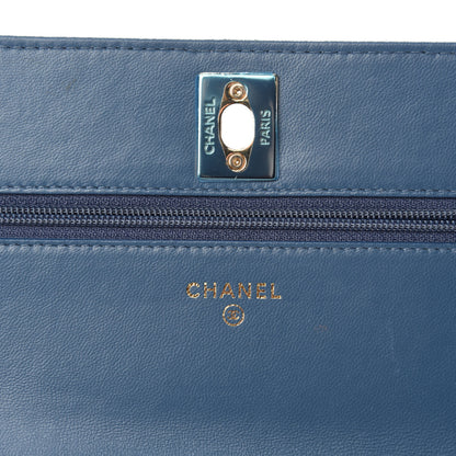 Chanel Lambskin Quilted Trendy CC Wallet On Chain WOC Blue 10 of 13