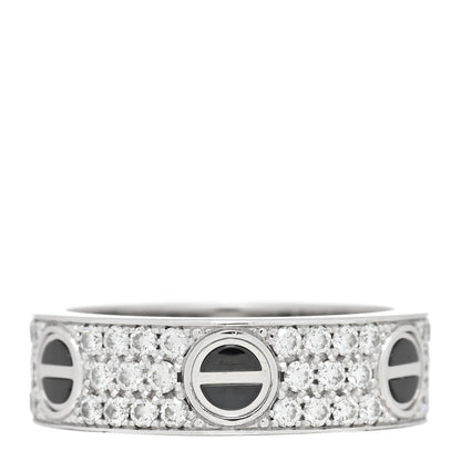 Cartier 18K White Gold Diamond Ceramic LOVE Paved Ring 57 8 3 of 4