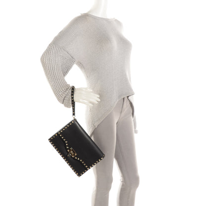 Valentino Garavani Nappa Rockstud Flip Lock Wristlet Clutch Black 2 of 7