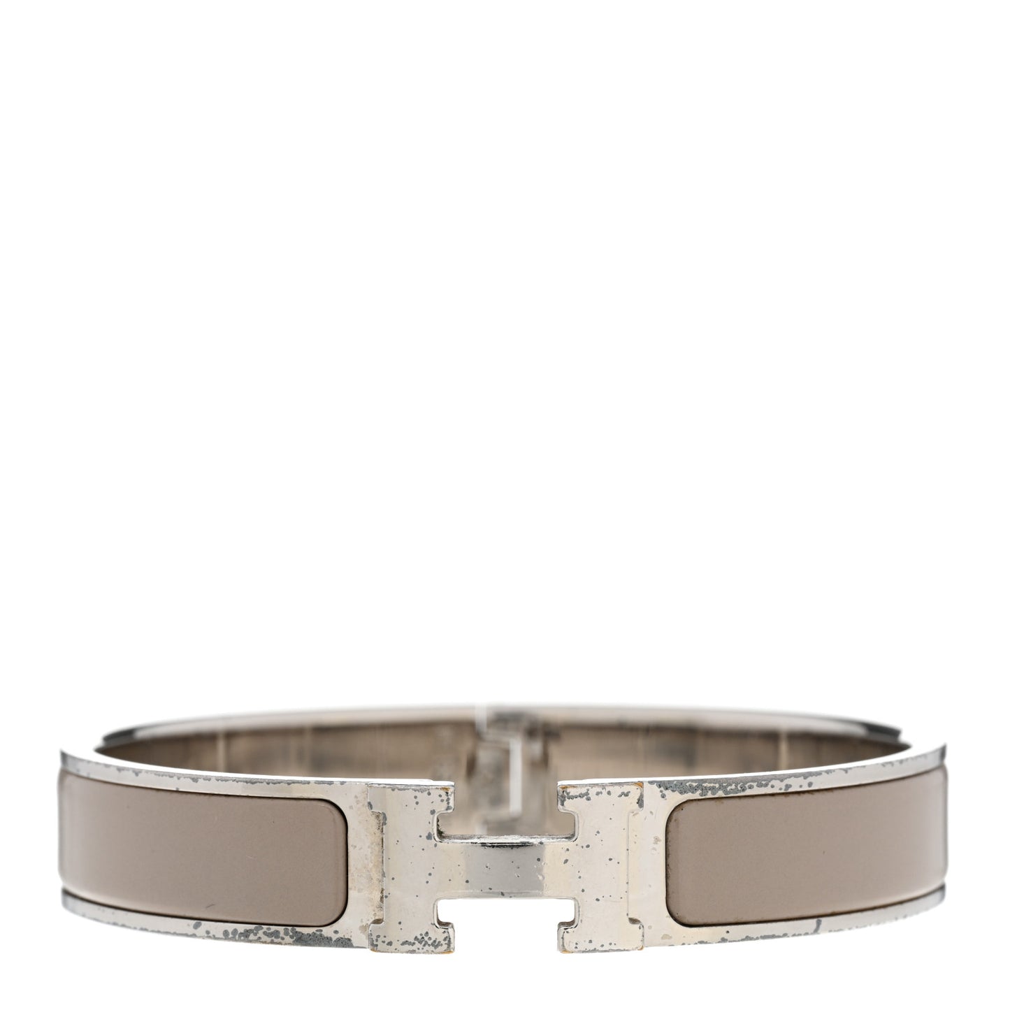 Enamel Narrow Clic Clac H Bracelet GM Marron Glace
