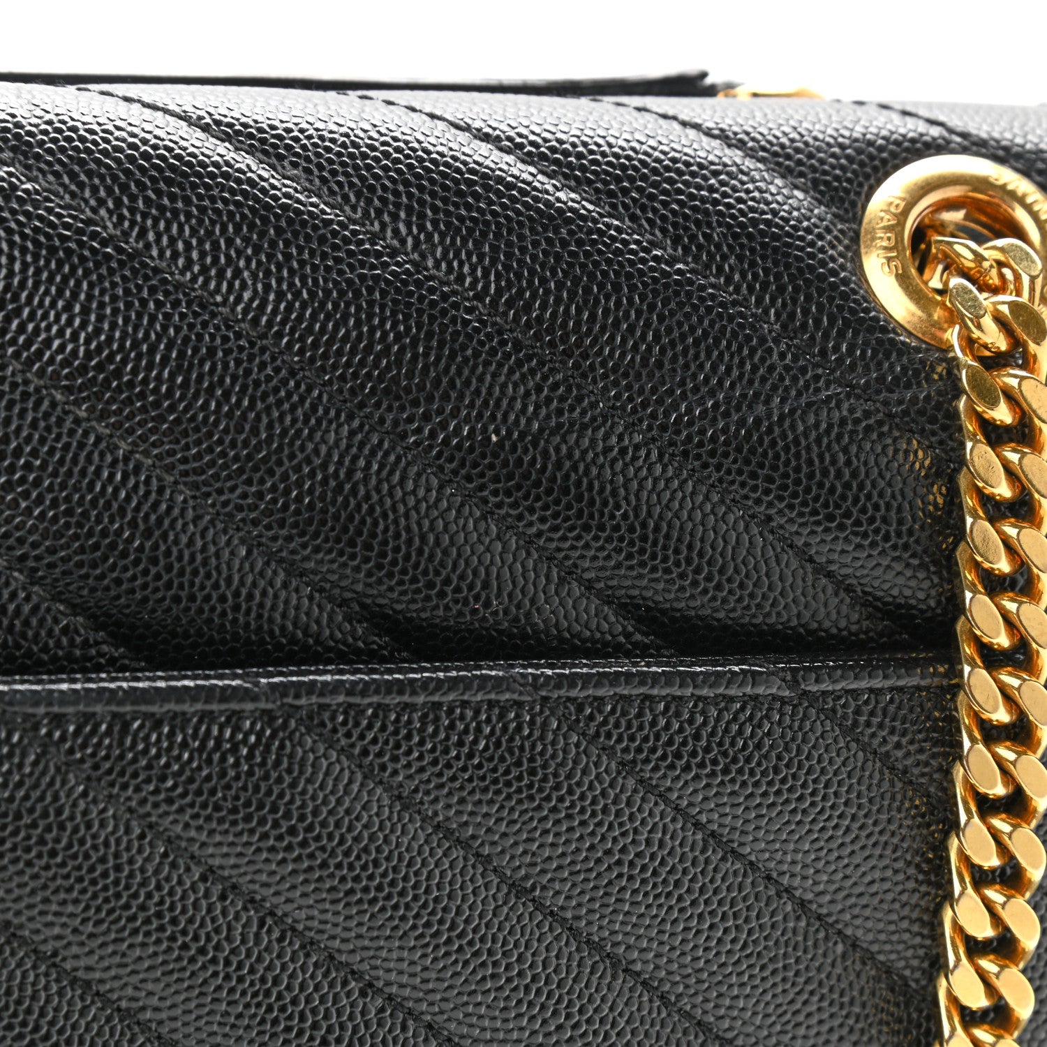 Saint Laurent Grain De Poudre Matelasse Chevron Large Monogram Satchel Black 17 of 20