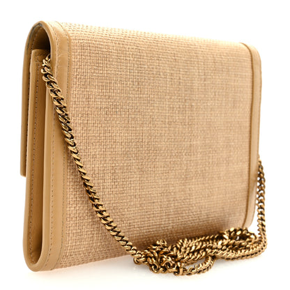 Saint Laurent Micro Raffia Monogram Uptown Chain Wallet Natural Hay Blush 3 of 8