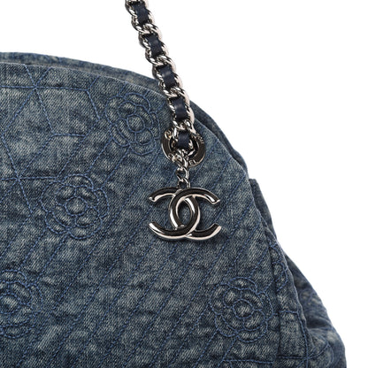 Chanel Denim Camellia Embroidered Large Just Mademoiselle Blue 10 of 10