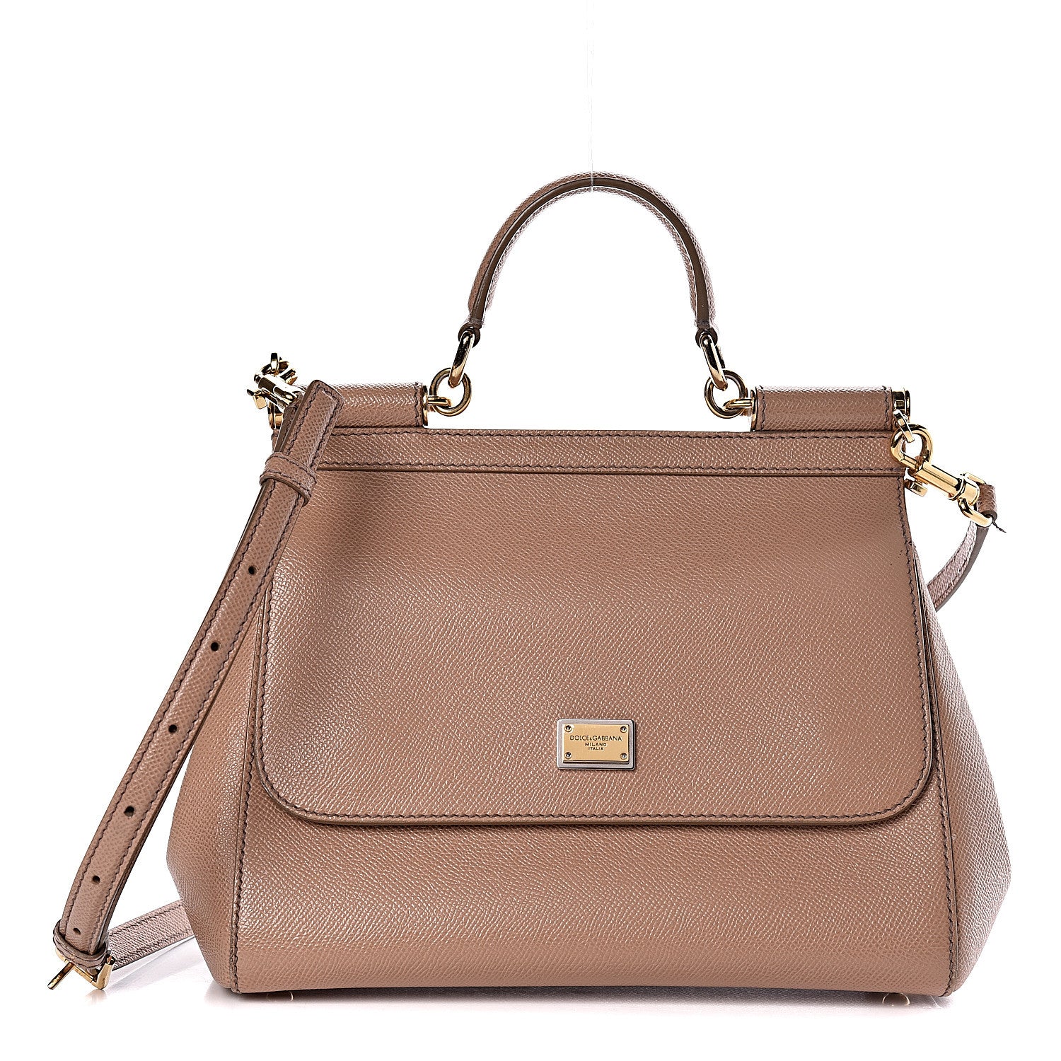 Dolce & Gabbana Dauphine Calfskin Medium Miss Sicily Satchel Tortora Sand 1 of 13