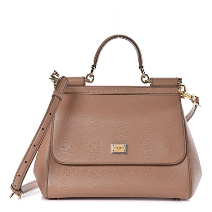 Dolce & Gabbana Dauphine Calfskin Medium Miss Sicily Satchel Tortora Sand 1 of 13