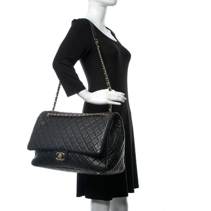 Chanel Calfskin Quilted XXL Travel Flap Bag Black 2 of 9