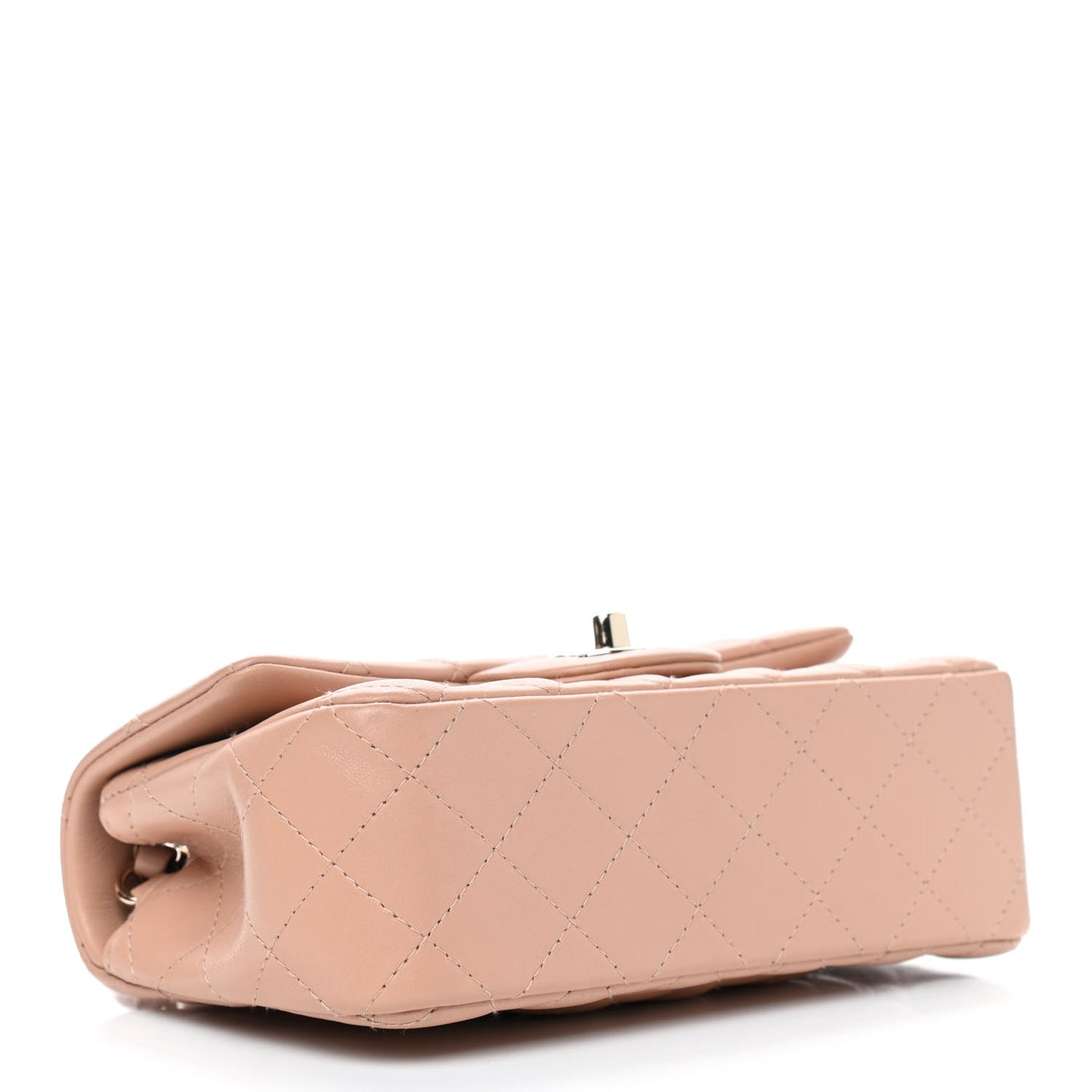 Lambskin Quilted Mini Rectangular Flap Beige