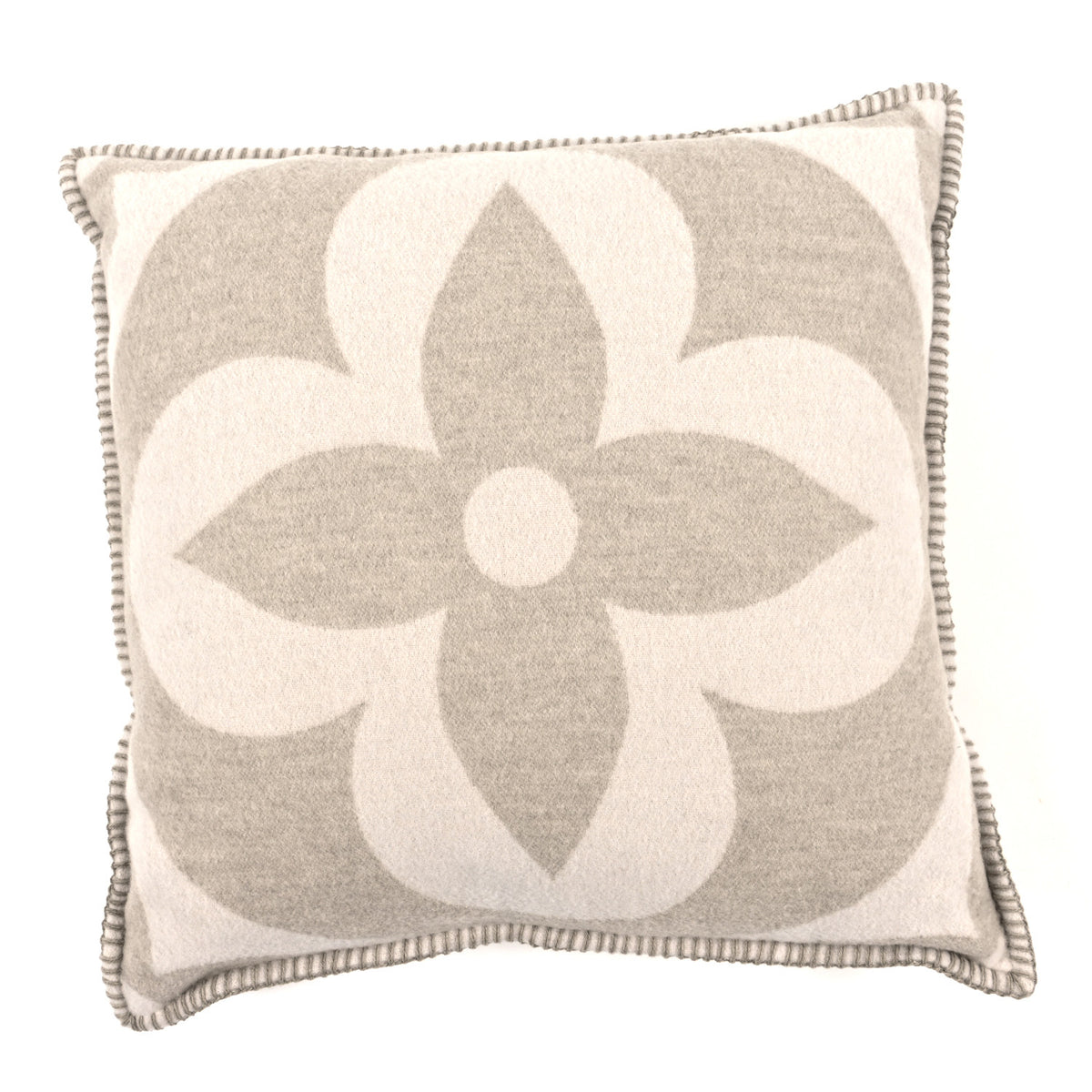Wool Cashmere LV Medallion Cushion  Greige