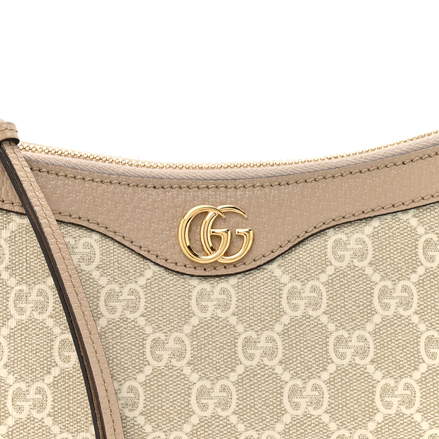 GG Supreme Monogram Textured Dollar Calfskin Small Ophidia Hobo Beige Mystic White Oatmeal