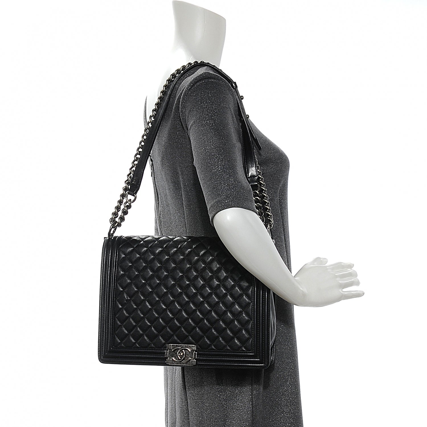 Chanel Calfskin Quilted Large Boy Flap Black 2 of 8