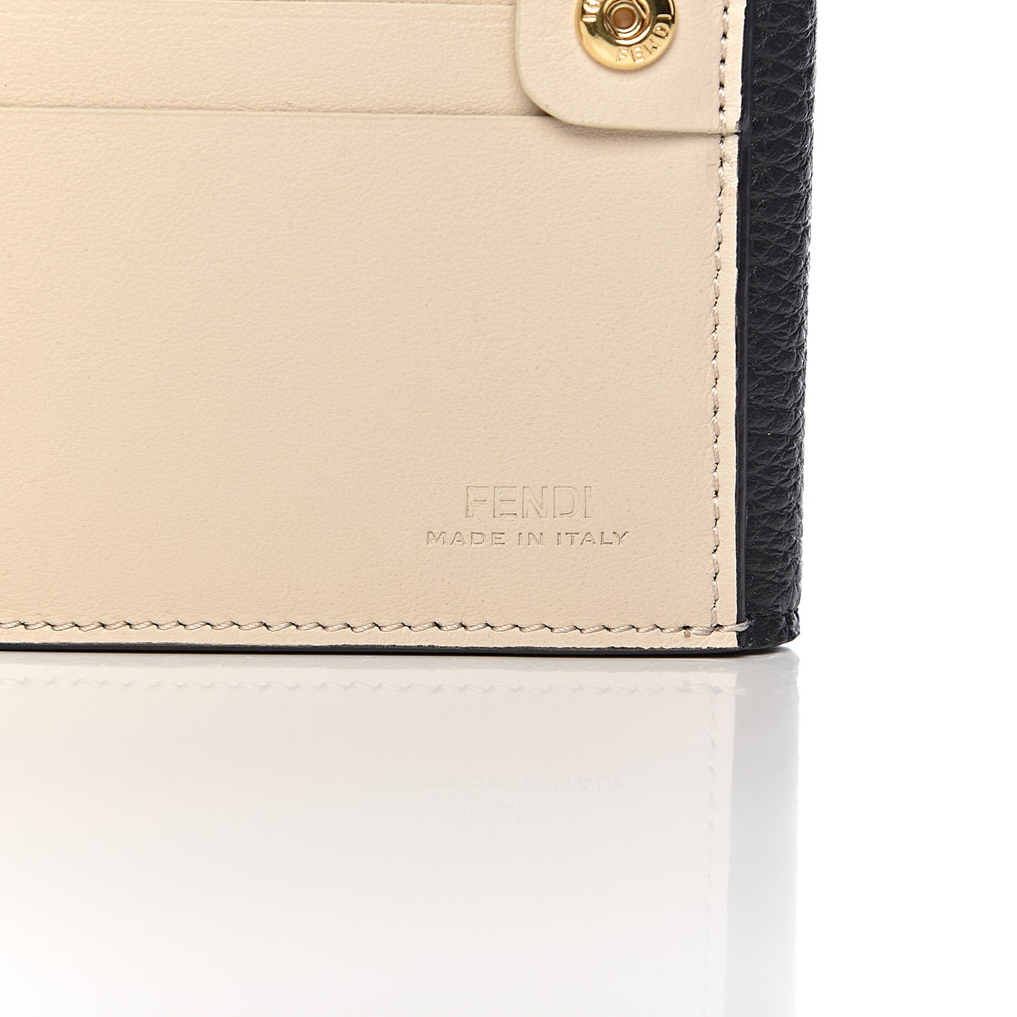 Cuoio Romano Vitello Grace Micro Peekaboo Tri-Fold Wallet Black Camelia
