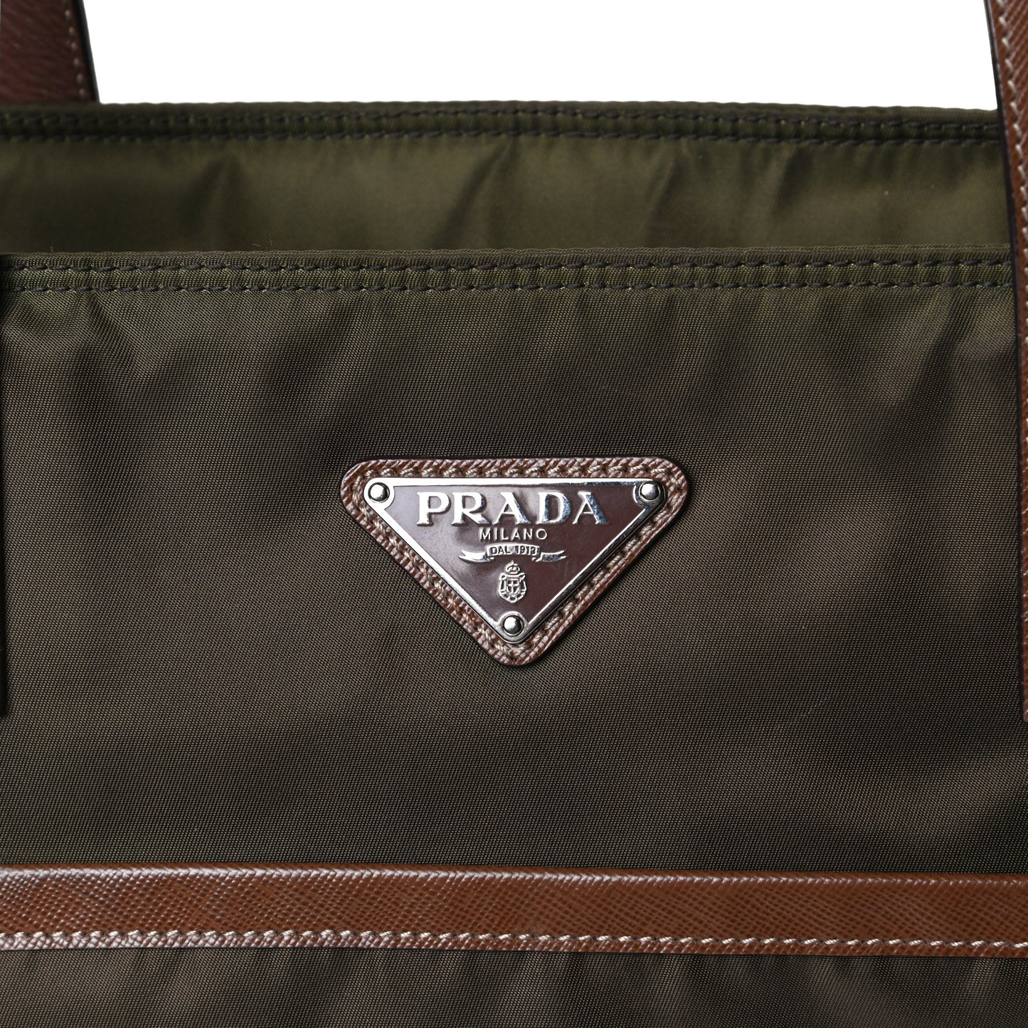 Tessuto Nylon Saffiano Shopping Tote Green