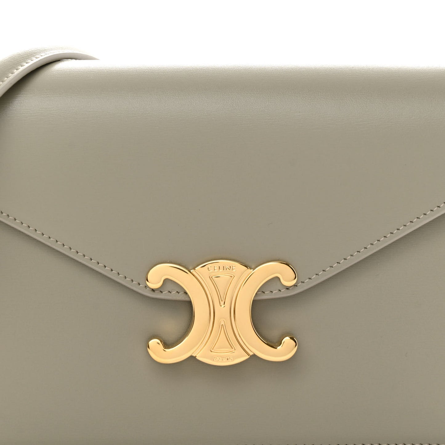 Shiny Calfskin Triomphe Margo Wallet on Chain Green Clay