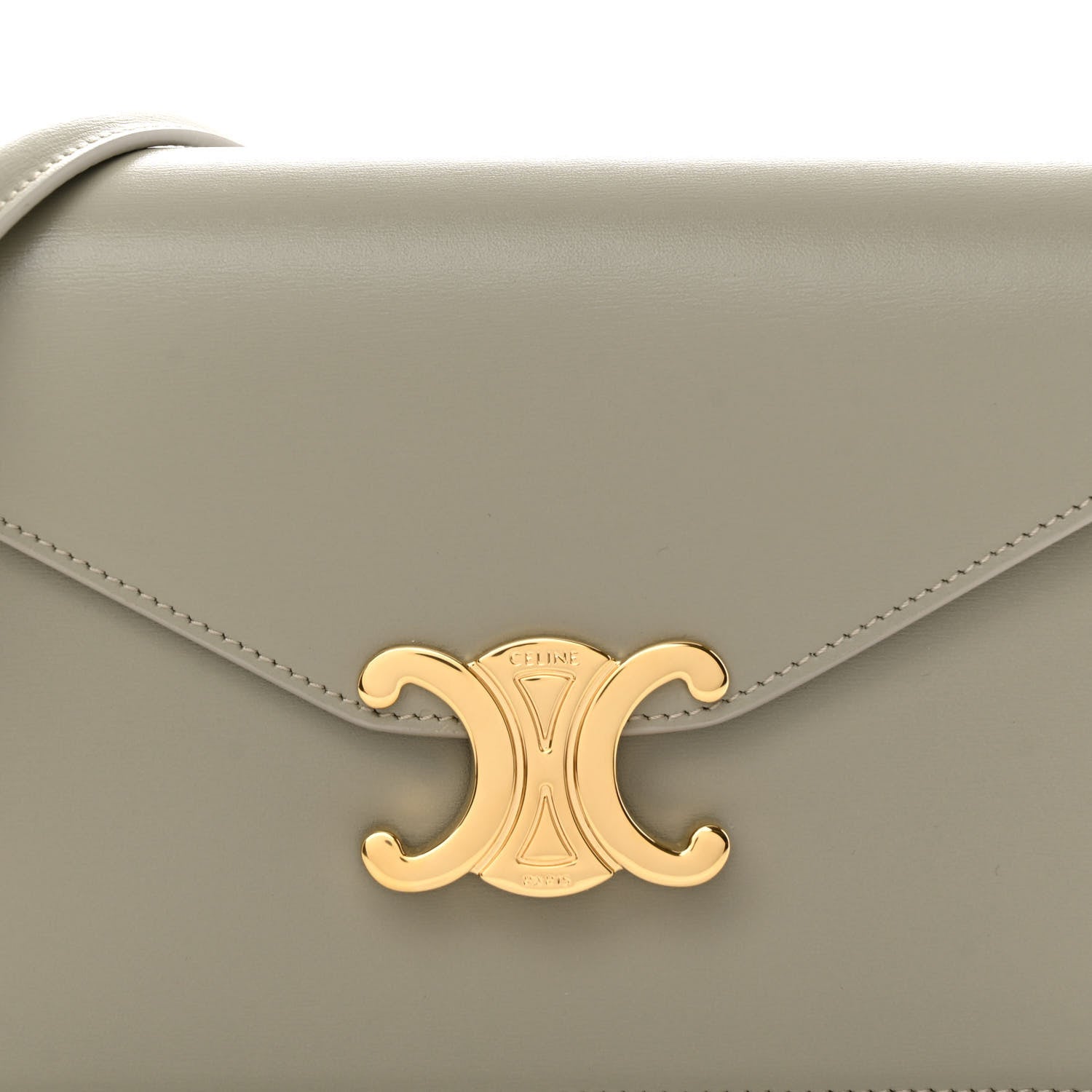 Celine Shiny Calfskin Triomphe Margo Wallet on Chain Green Clay 8 of 10