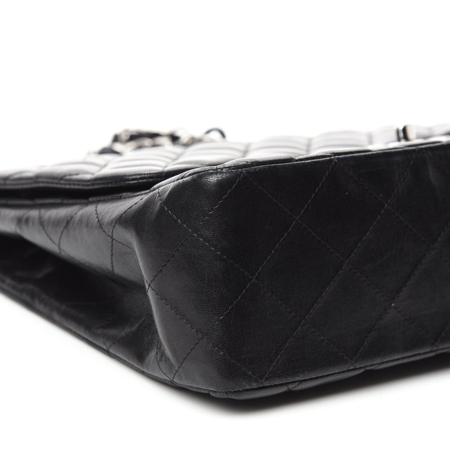 Lambskin Quilted Jumbo Single Flap Black