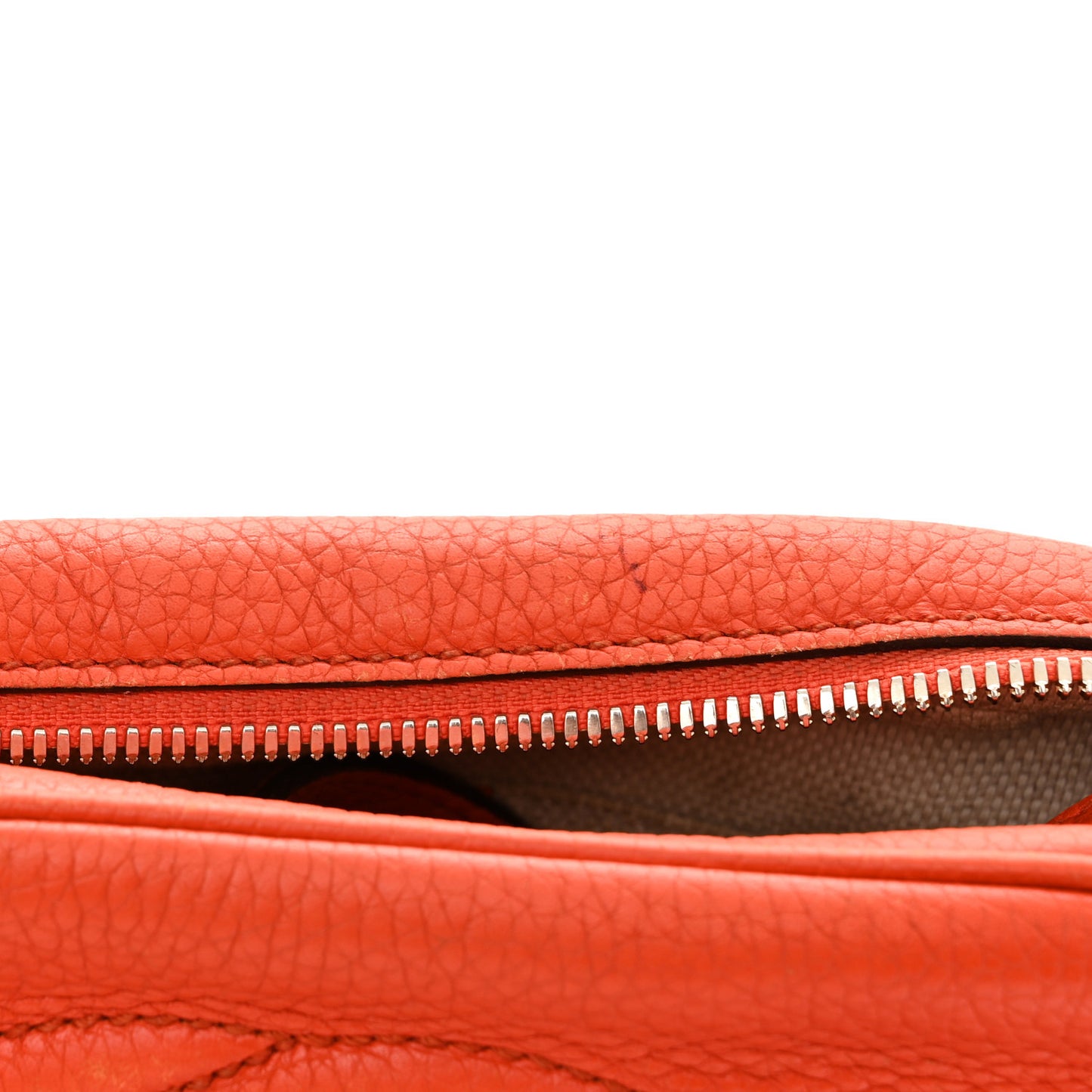 Pebbled Calfskin Small Soho Disco Bag Sun Orange