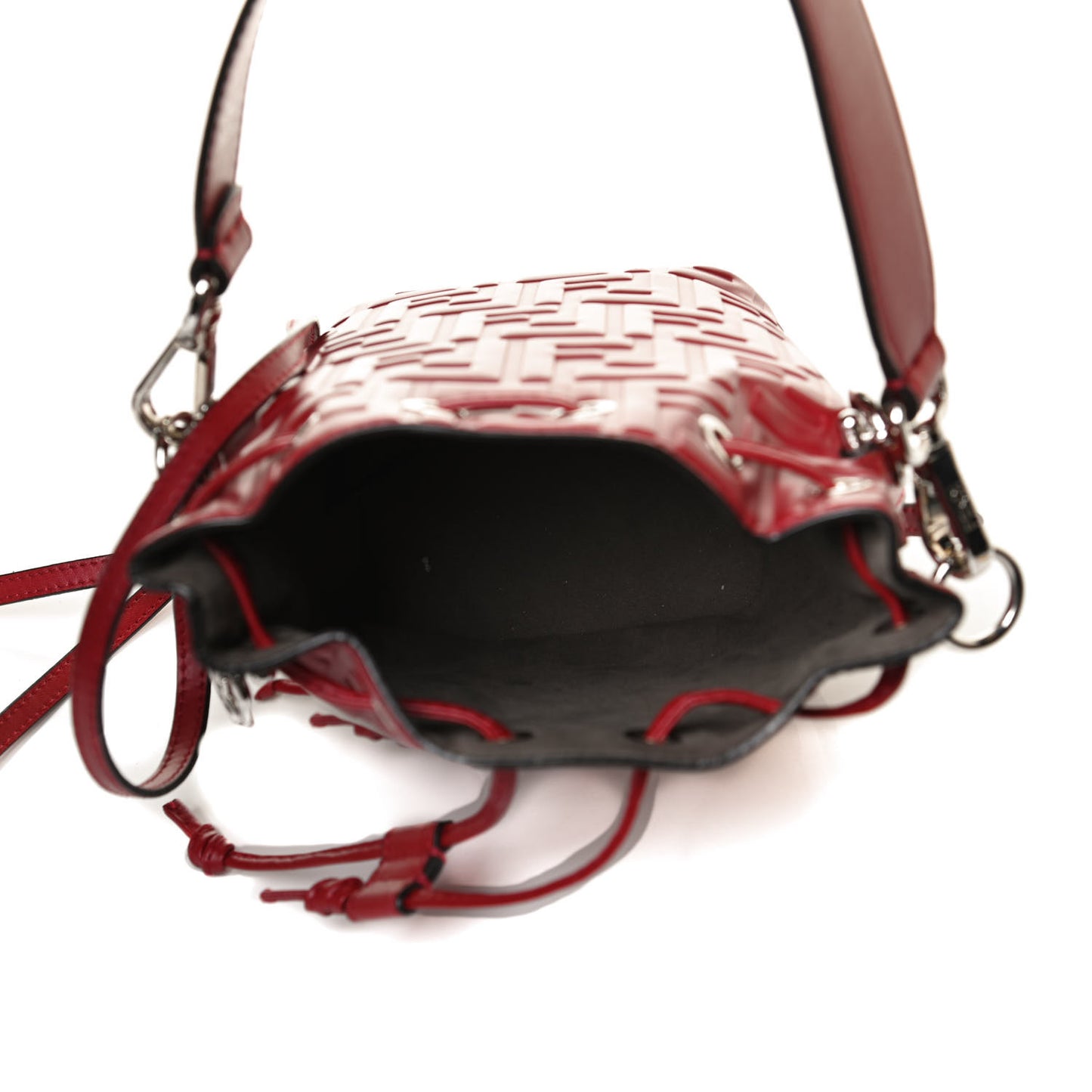 Vitello Liberty F is Fendi FF 1974 Embossed Mini Mon Tresor Bucket Bag Fragola