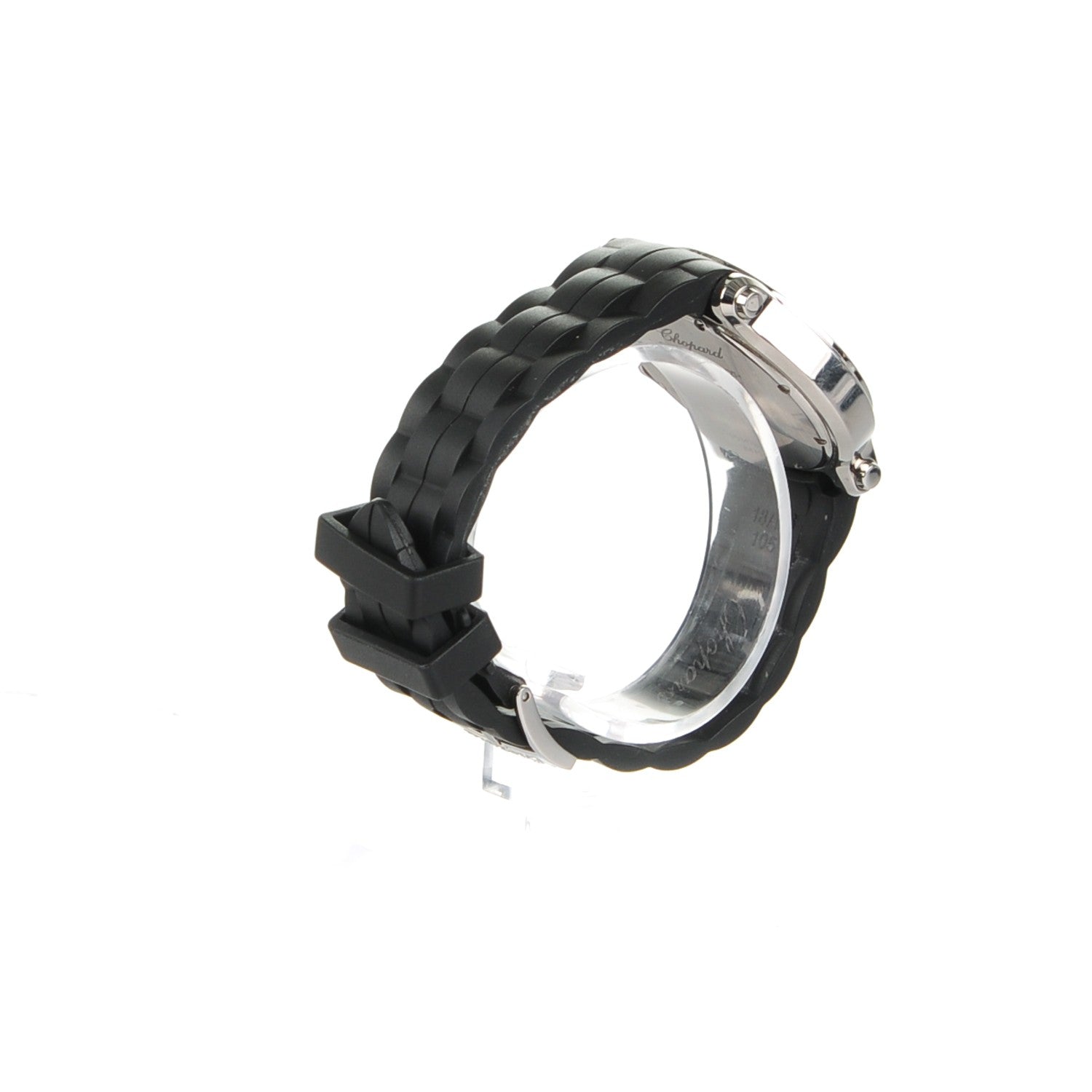 Chopard Stainless Steel Rubber 3 Diamond 36mm Happy Sport Quartz Watch Black 5 of 12