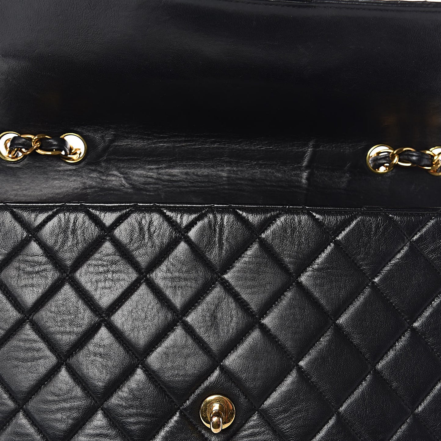 Lambskin Quilted Jumbo Single Flap Black