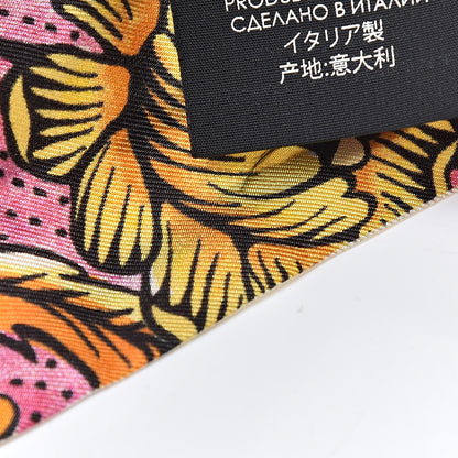 Gucci Silk Alsacienne Floral Print Skinny Scarf Pink 5 of 5