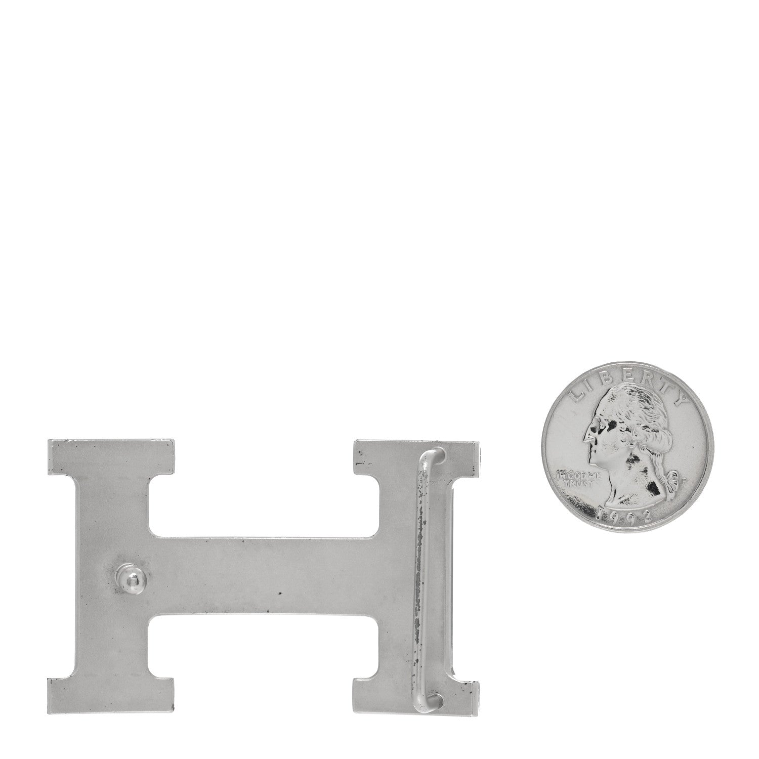 Hermes Palladium Martelee 32mm H Belt Buckle Silver 2 of 3