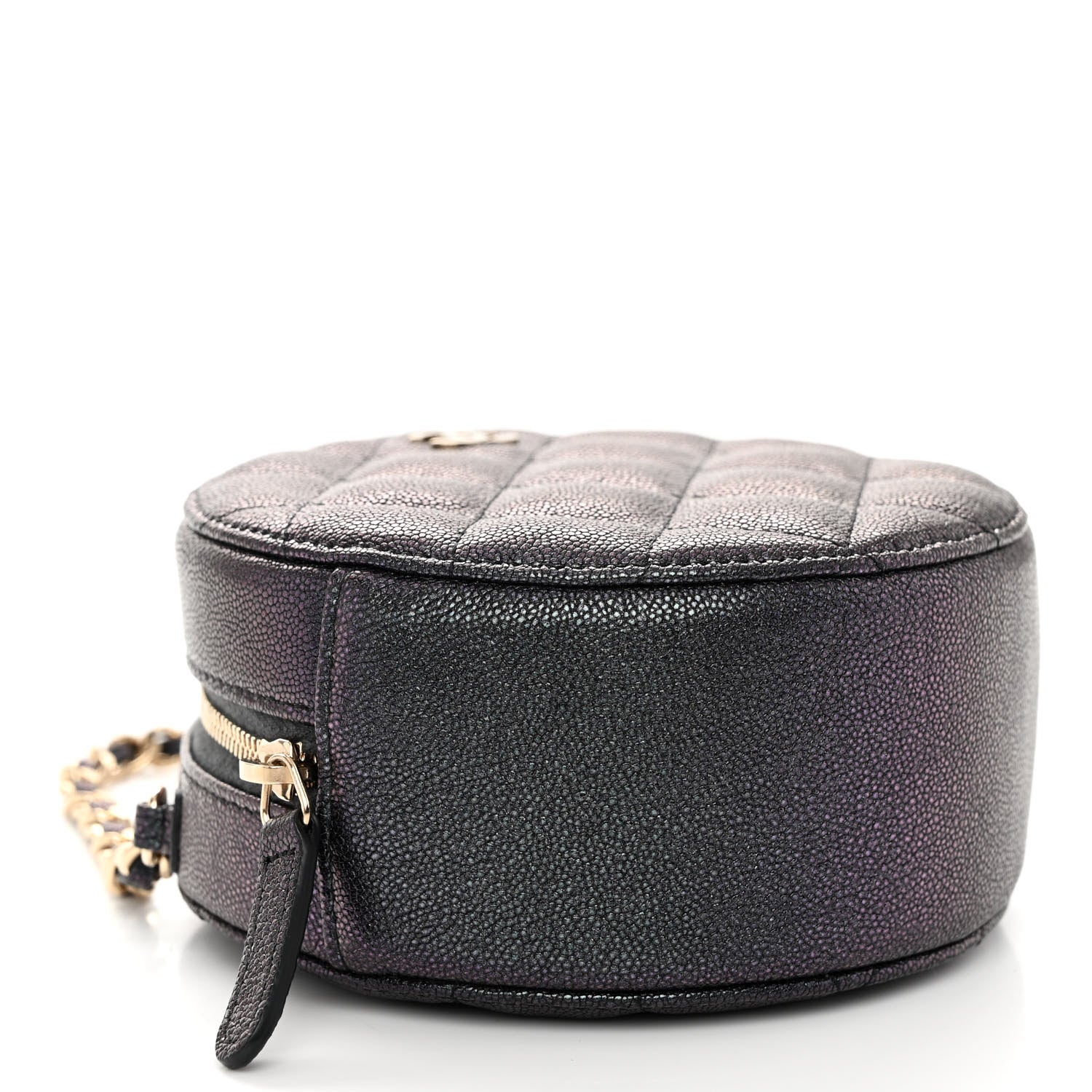 Chanel Iridescent Caviar Quilted Round Clutch With Chain Navy 4 of 9