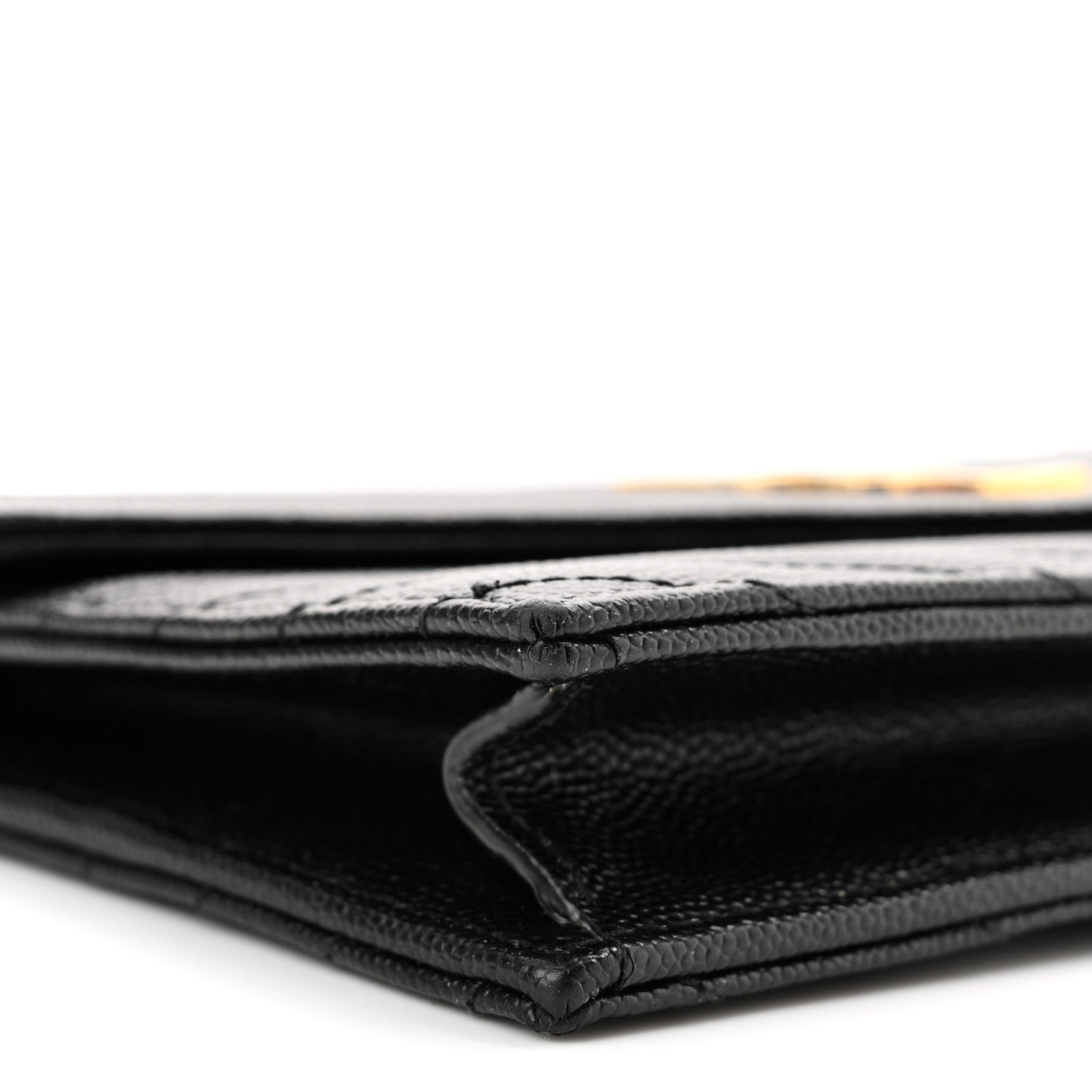 Saint Laurent Grain De Poudre Matelasse Chevron Monogram Envelope Chain Wallet Black 8 of 11