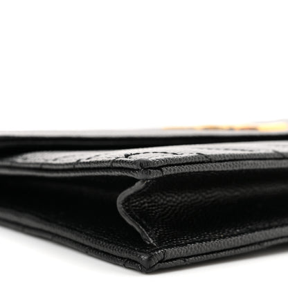 Saint Laurent Grain De Poudre Matelasse Chevron Monogram Envelope Chain Wallet Black 8 of 11