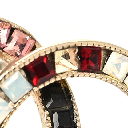 Chanel Crystal Baguette CC Earrings Gold Multicolor 5 of 5