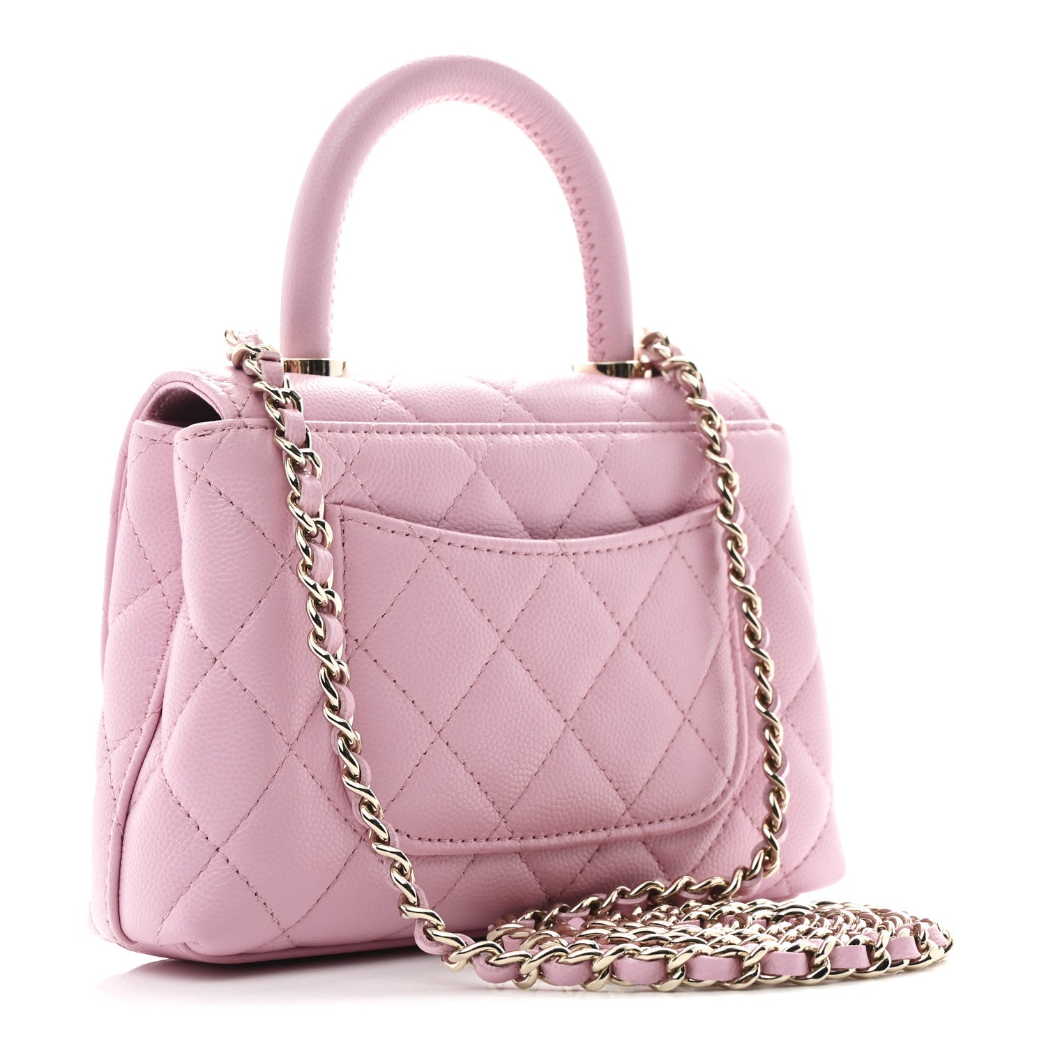 Chanel Caviar Quilted Coco Handle Clutch With Chain Pink 3 of 11