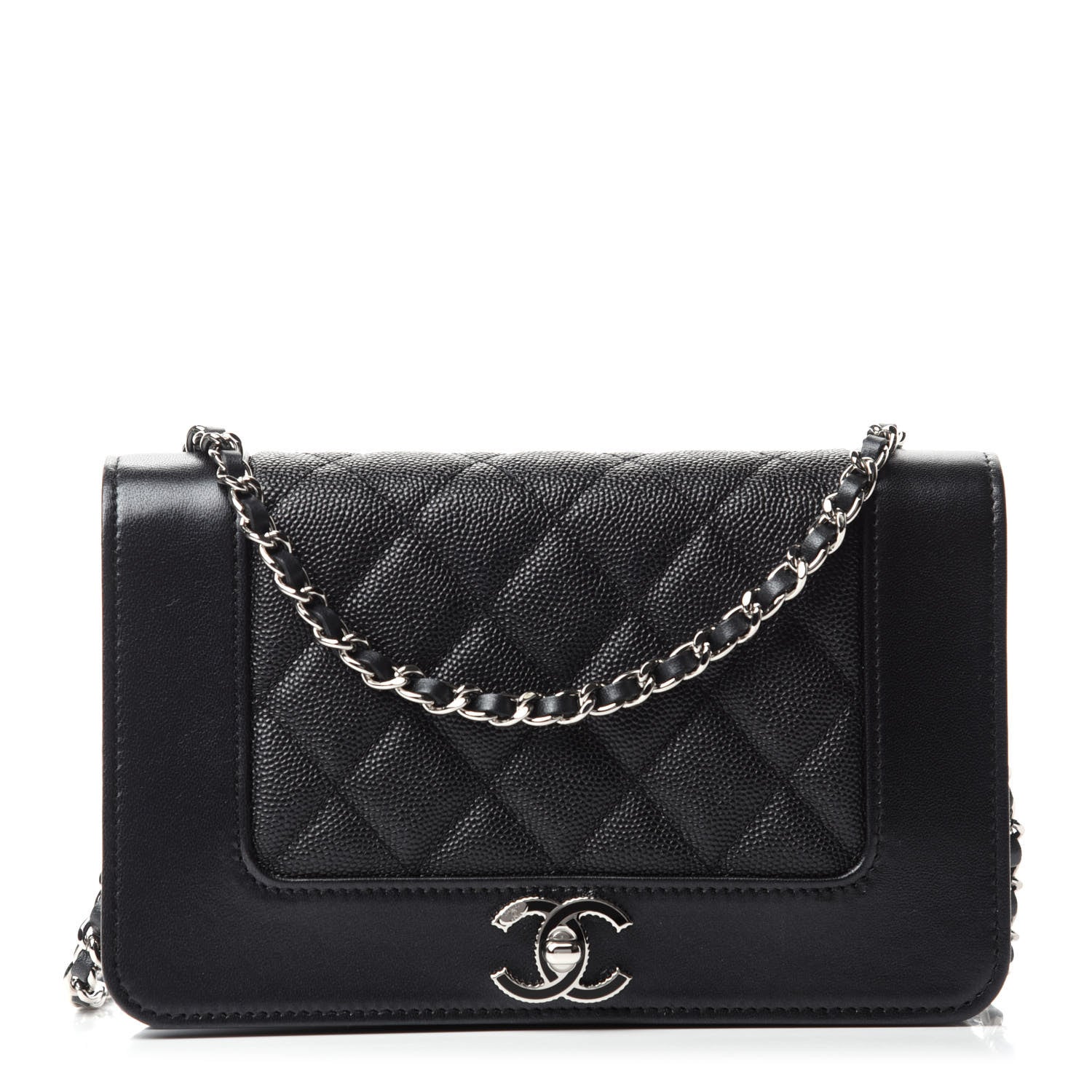 Chanel Caviar Quilted Vintage Mademoiselle Wallet On Chain WOC Black 1 of 13