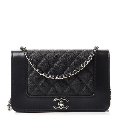 Chanel Caviar Quilted Vintage Mademoiselle Wallet On Chain WOC Black 1 of 13