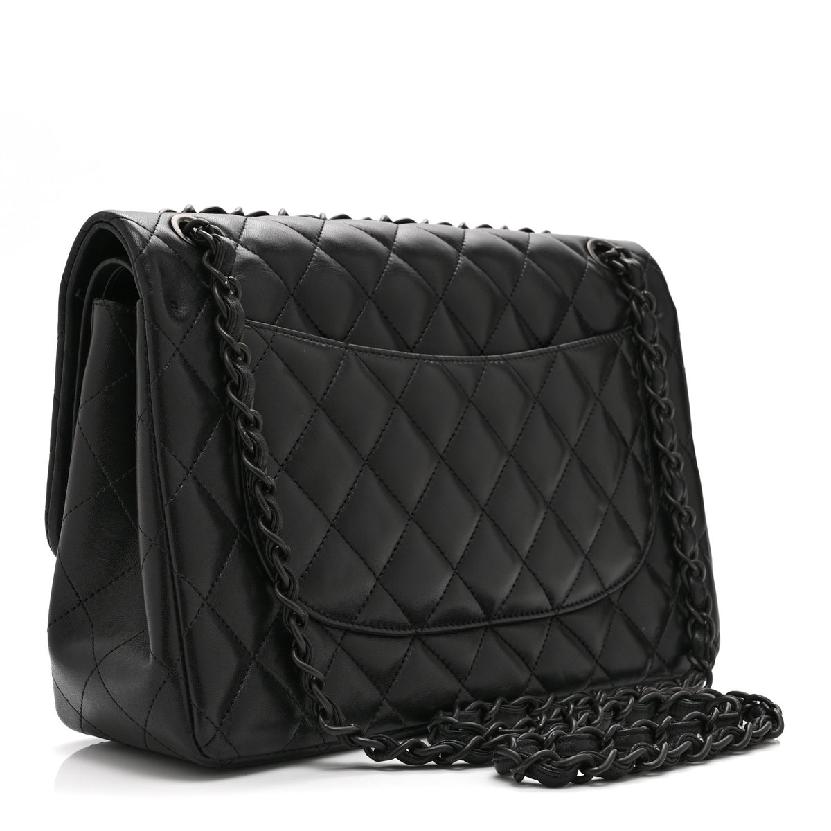 Lambskin Quilted Jumbo Double Flap So Black