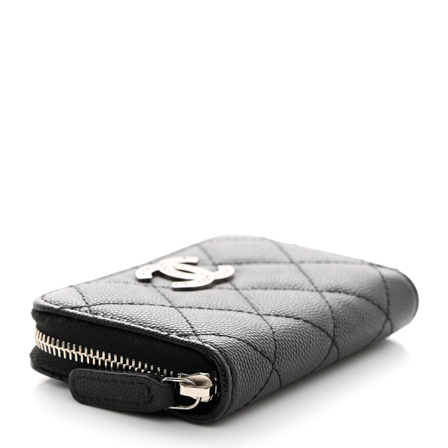 Chanel Caviar Quilted Coco Chanel Logo CC Zip Coin Purse Black 4 of 8