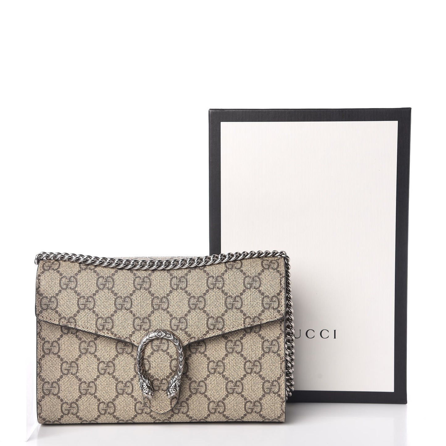 GG Supreme Monogram Mini Dionysus Chain Wallet Beige Taupe