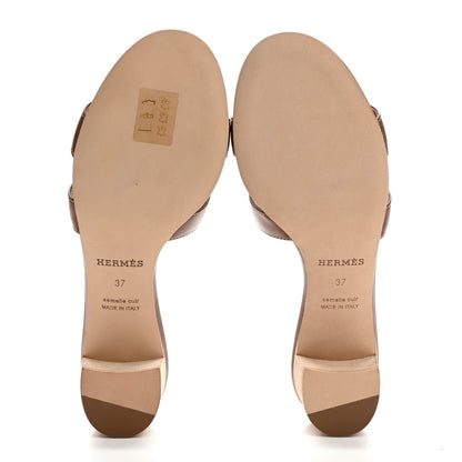 Hermes Calfskin Oasis Sandals 37 Gold 6 of 10