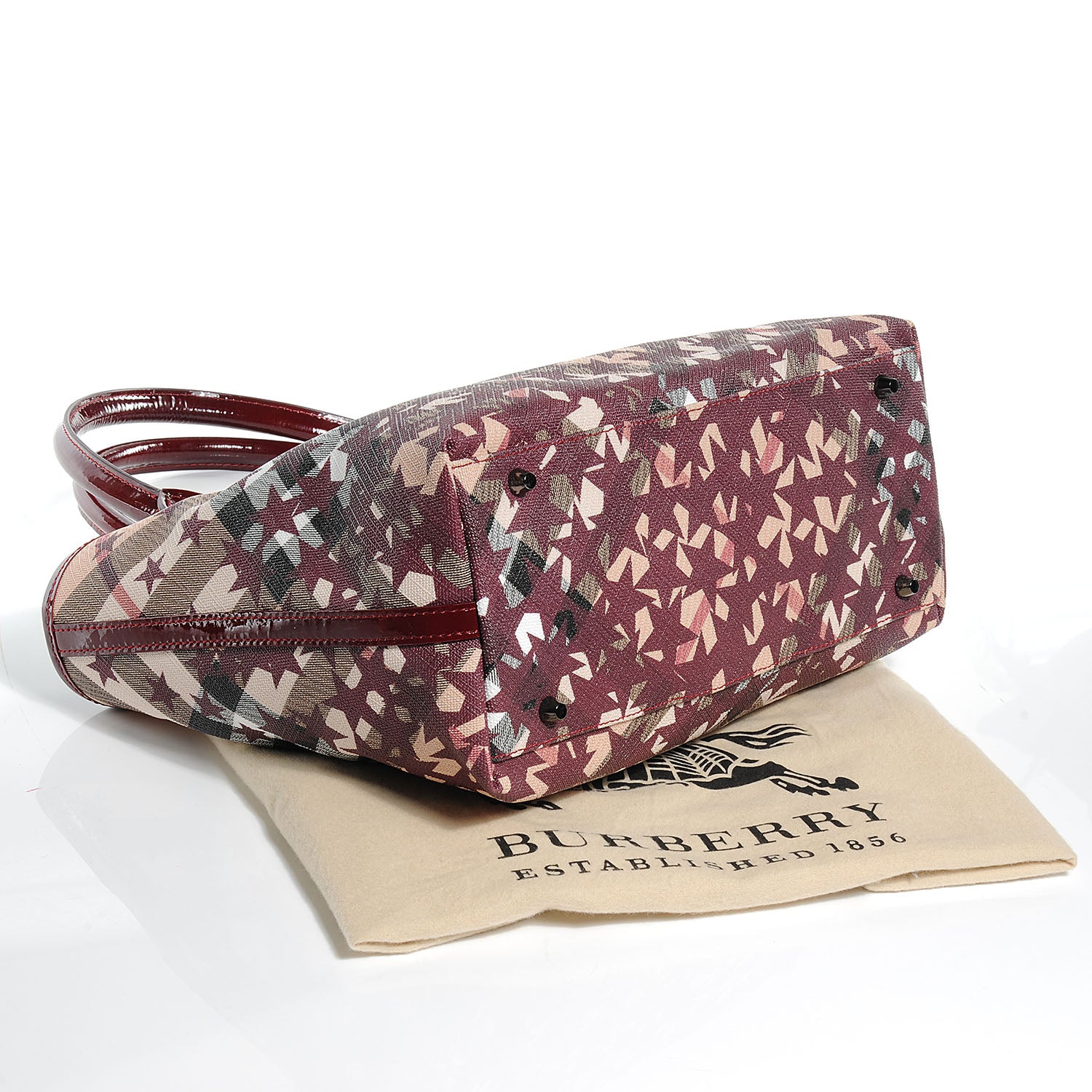 Burberry Patent Supernova Check Stars Small Nickie Tote Berry Red 4 of 8