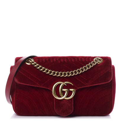 Gucci Velvet Matelasse Small GG Marmont Shoulder Bag Fuchsia Violet Cyclamen 1 of 18
