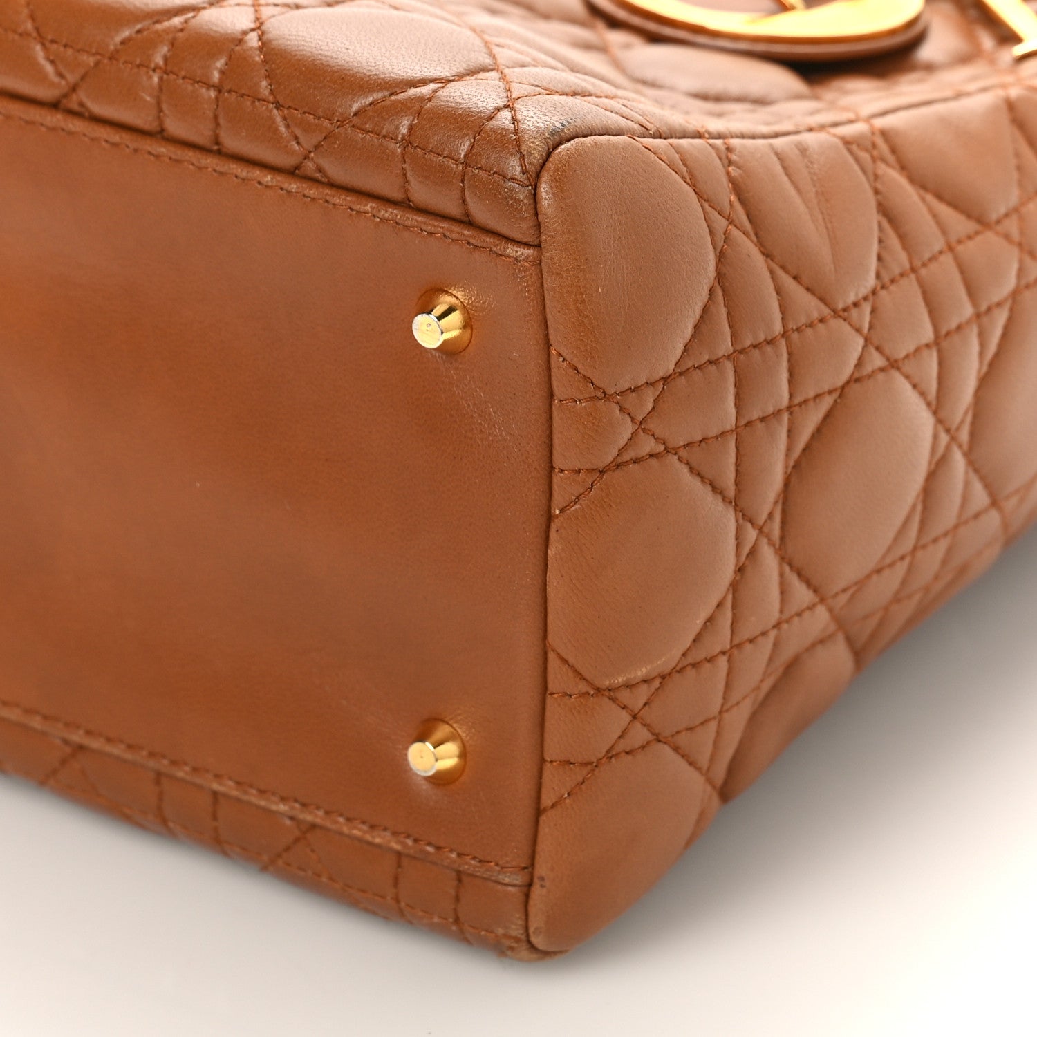 Christian Dior Lambskin Cannage Medium Lady Dior Tan 8 of 12