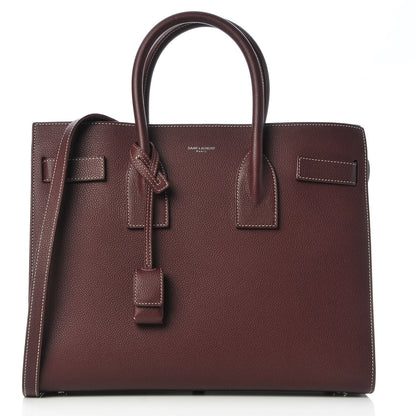 Saint Laurent Grained Calfskin Topstitch Small Classic Sac De Jour Rouge Legion 1 of 8