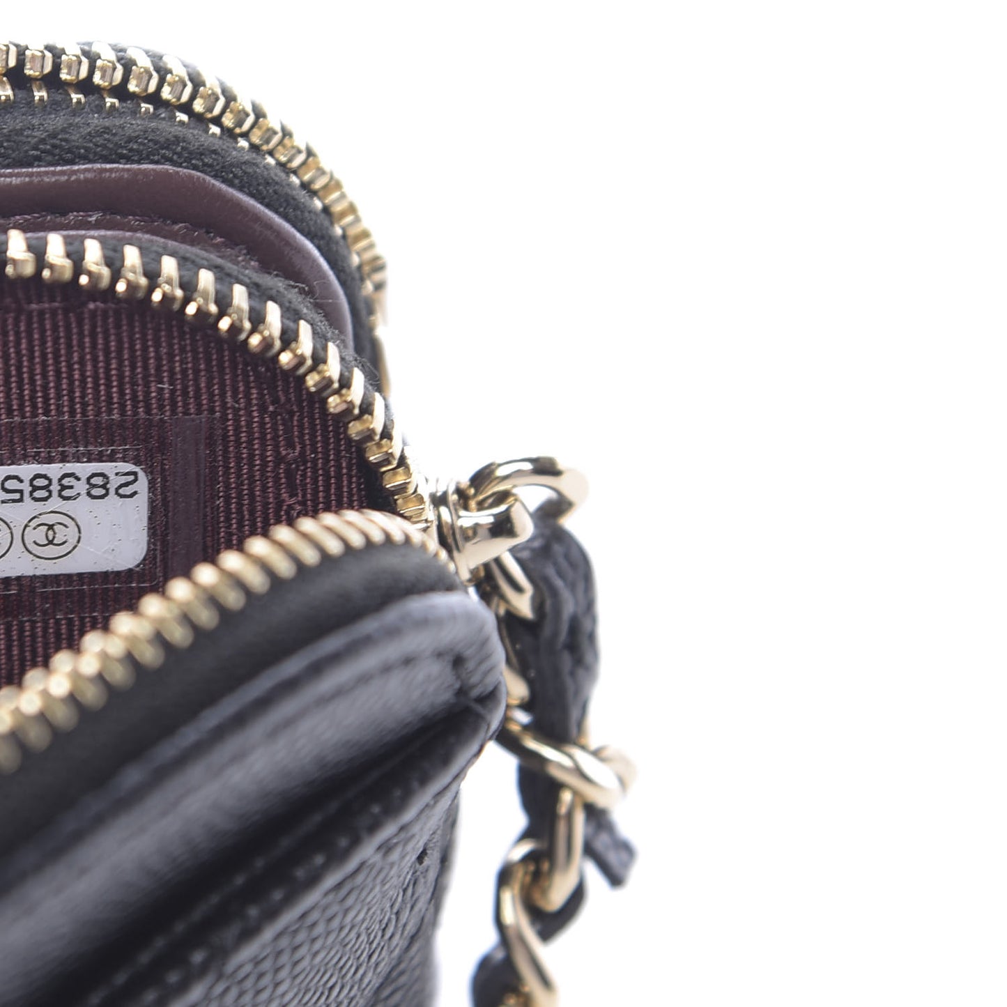 Caviar Quilted Small Clutch With Chain Black