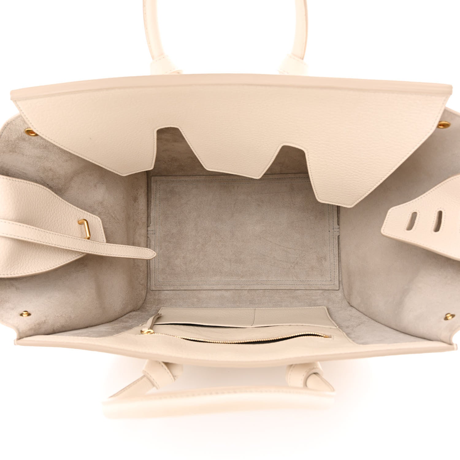 Celine Crisped Calfskin Tie Knot Small Tote Chalk 5 of 11