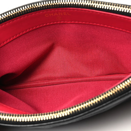 Chanel Glazed Aged Calfskin Quilted CC Small Clutch With Chain Black 5 of 14
