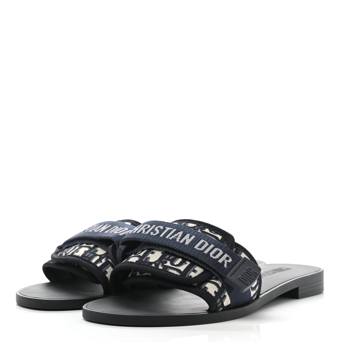 Nylon Oblique Dio(r)evolution Slide Sandals 38 Deep Blue