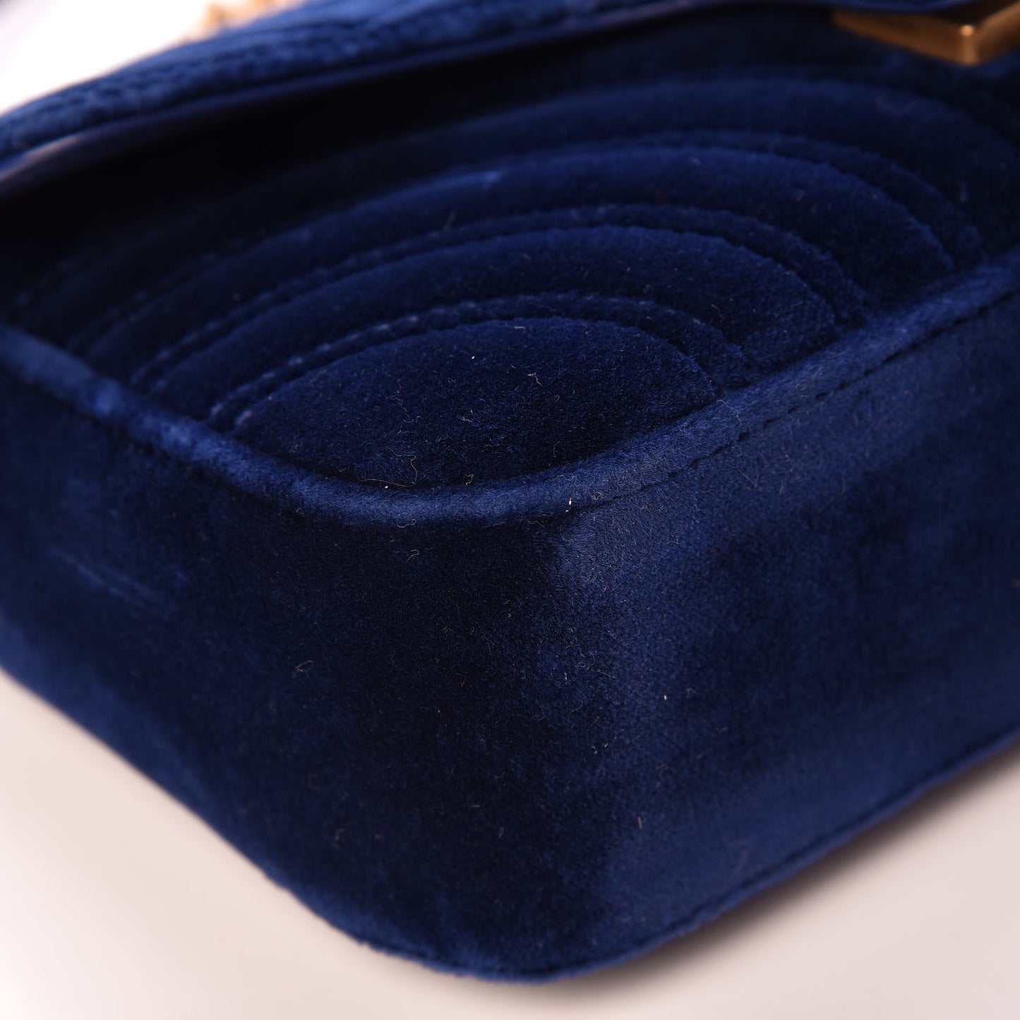 Velvet Matelasse Mini GG Marmont Shoulder Bag Cobalt Blue