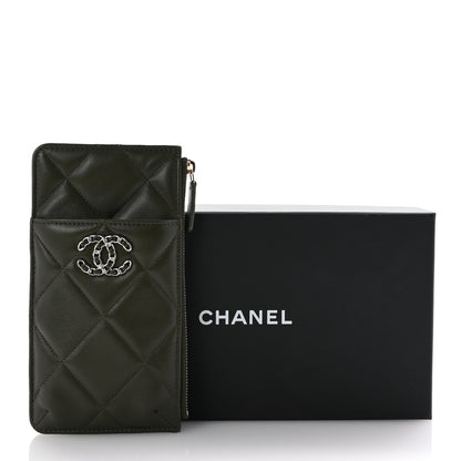 Chanel Lambskin Quilted Chanel 19 Phone and Card Holder Khaki 8 of 8