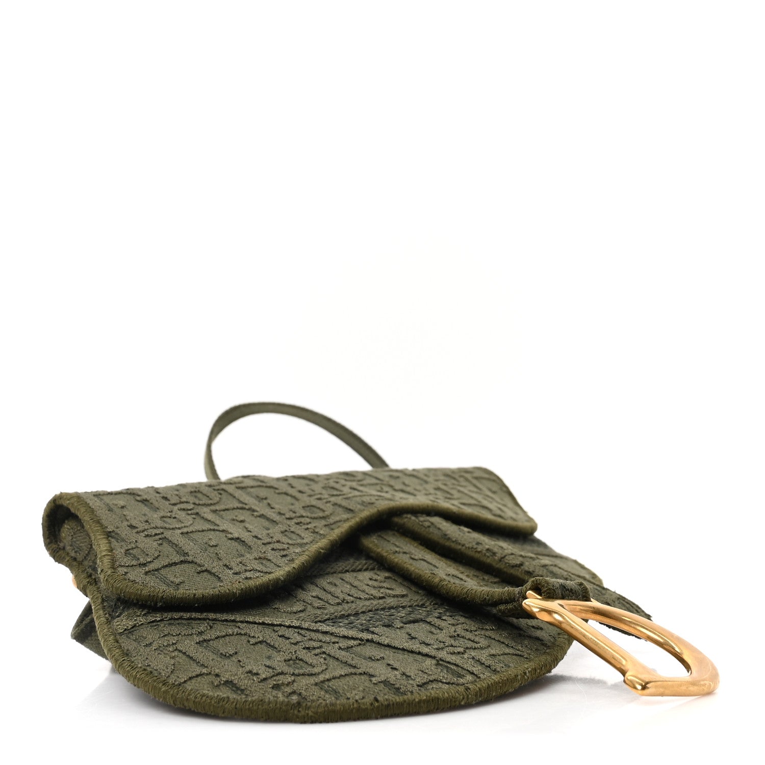 Christian Dior Oblique Embroidered Slim Saddle Belt Pouch Green 4 of 10
