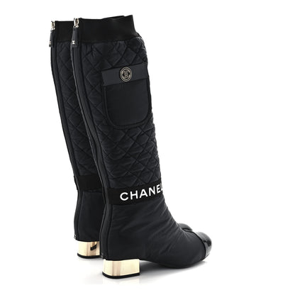 Chanel Mixed Fibers Lambskin Patent Calfskin Convertible High Boots 37 Black 4 of 8