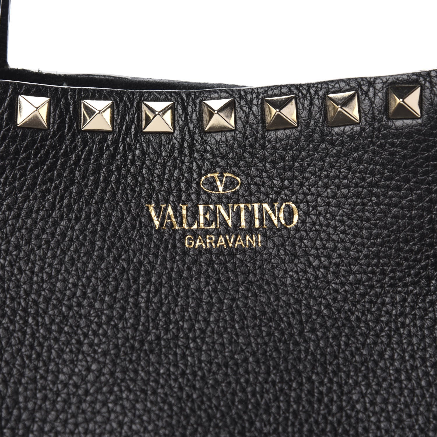 Valentino Garavani Grained Calfskin Rockstud Shoulder Tote Black 10 of 10