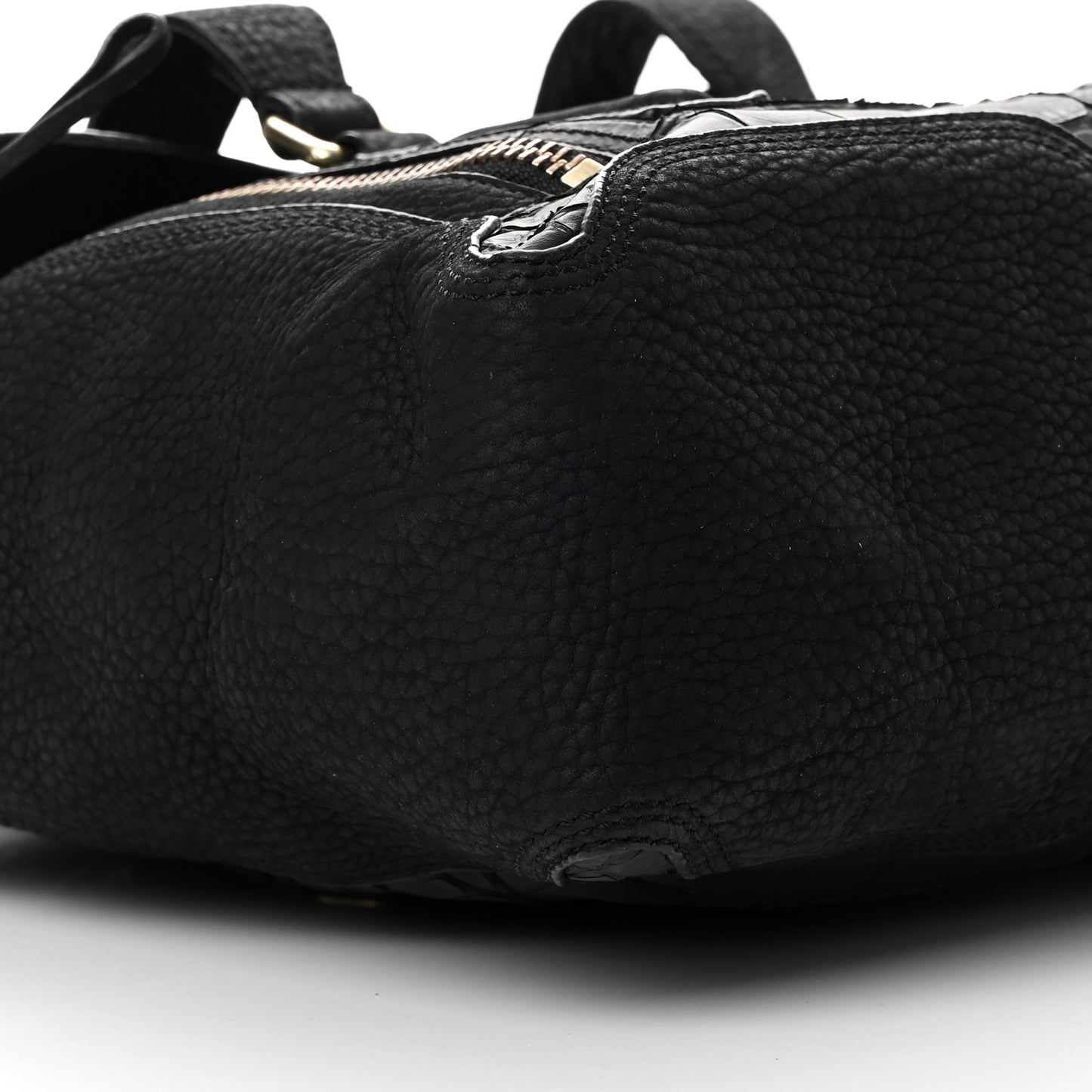 Nubuck Crocodile Embossed Medium Pashli Satchel Black